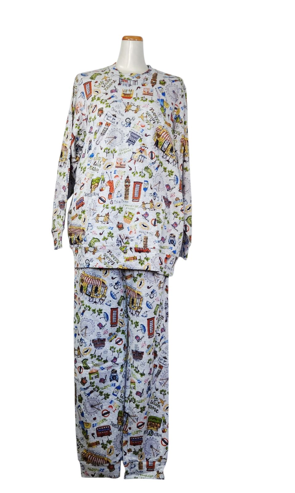 鴨居羊子パジャマ TUNIC 丸首長袖トレーナパジャマ 40接結ロンドン 23441 グレー色