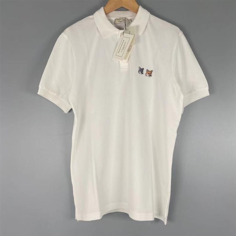 MAISON KITSUNE ダブルFOX メンズ 半袖ポロシャツ 7222 ダブル ボールド フォックスヘッド パッチ コンフォート ポロ
