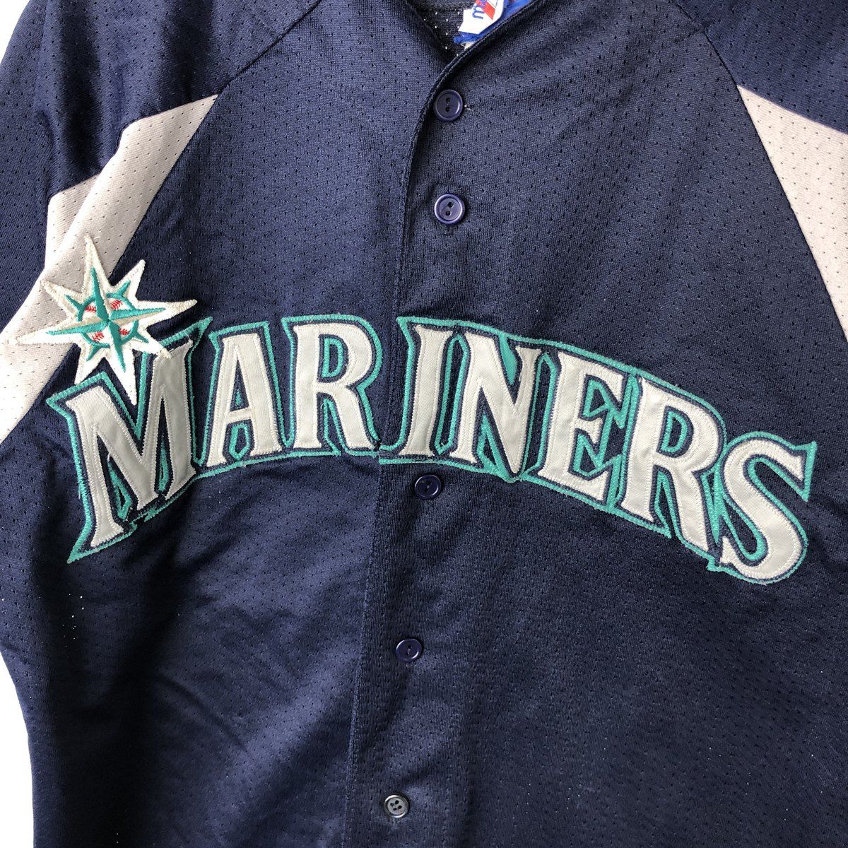 【90s】majestic シアトルマリナーズ USA製 メッシュ ゲームシャツ 90's USA製 Majestic MLB 