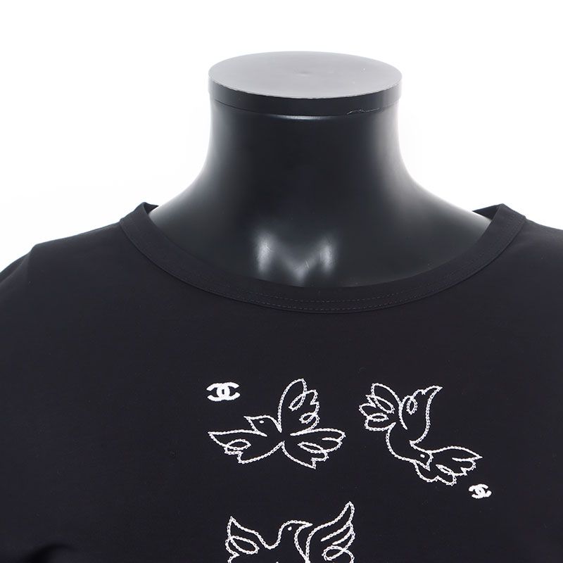 ル 年末のプロモーション シャネル CHANEL 半袖Tシャツ Size:XS 刺繍 ココマーク 鳥 トップス