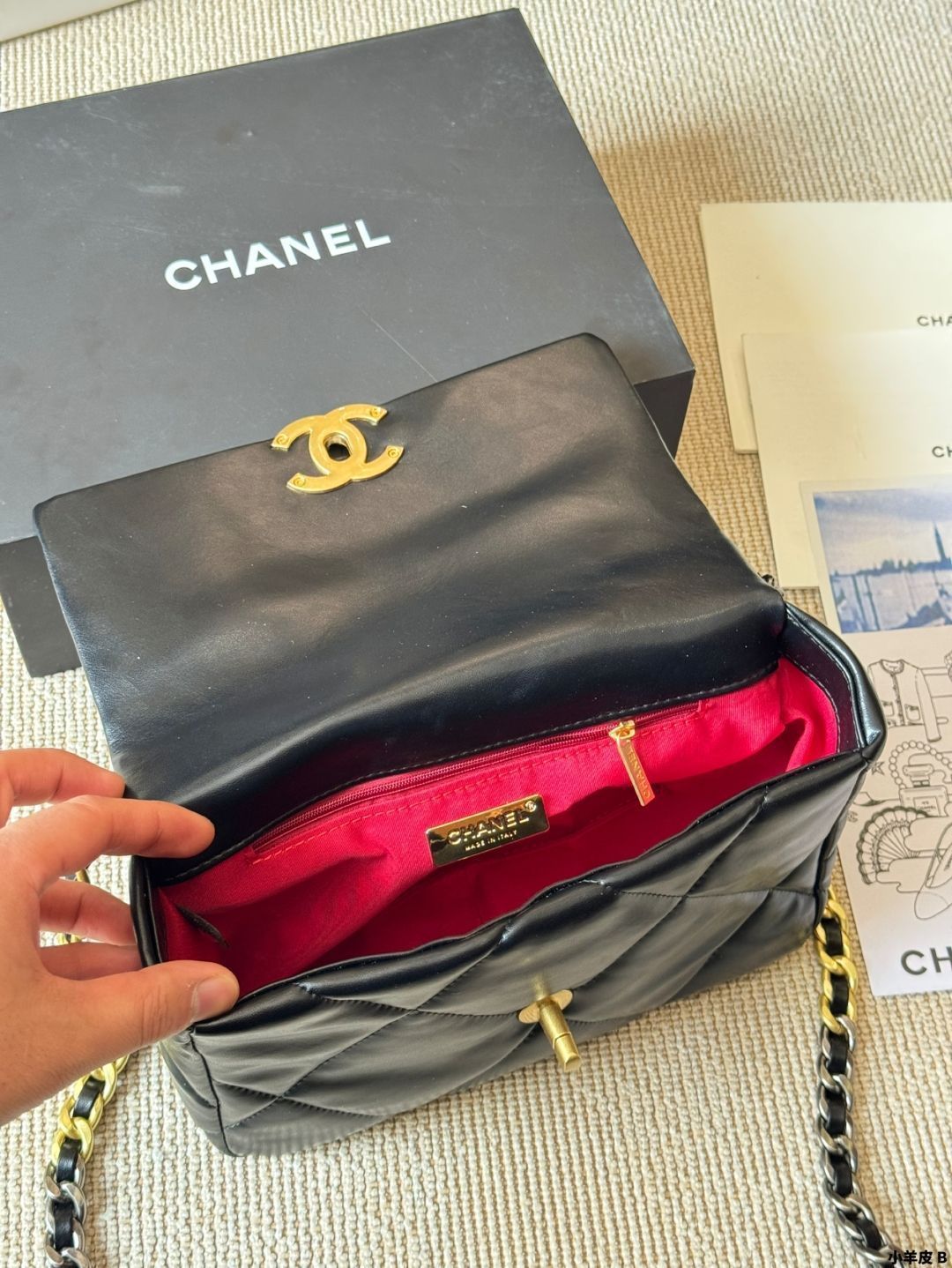 ◆希少◆VINTAGE◆【CHANEL】2020*かぎ針編み*19 フラップバッグ CHANEL 1990年頃製 バイカラークラシックフラップチェーンバッグ