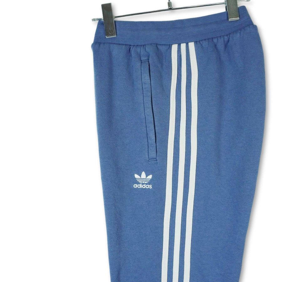 adidas ロゴ刺繍 ライン スリーライン スウェット　裏起毛　黒　XS WH25108 美品 adidas アディダス BLUE VERSION スウェット パンツ 裾