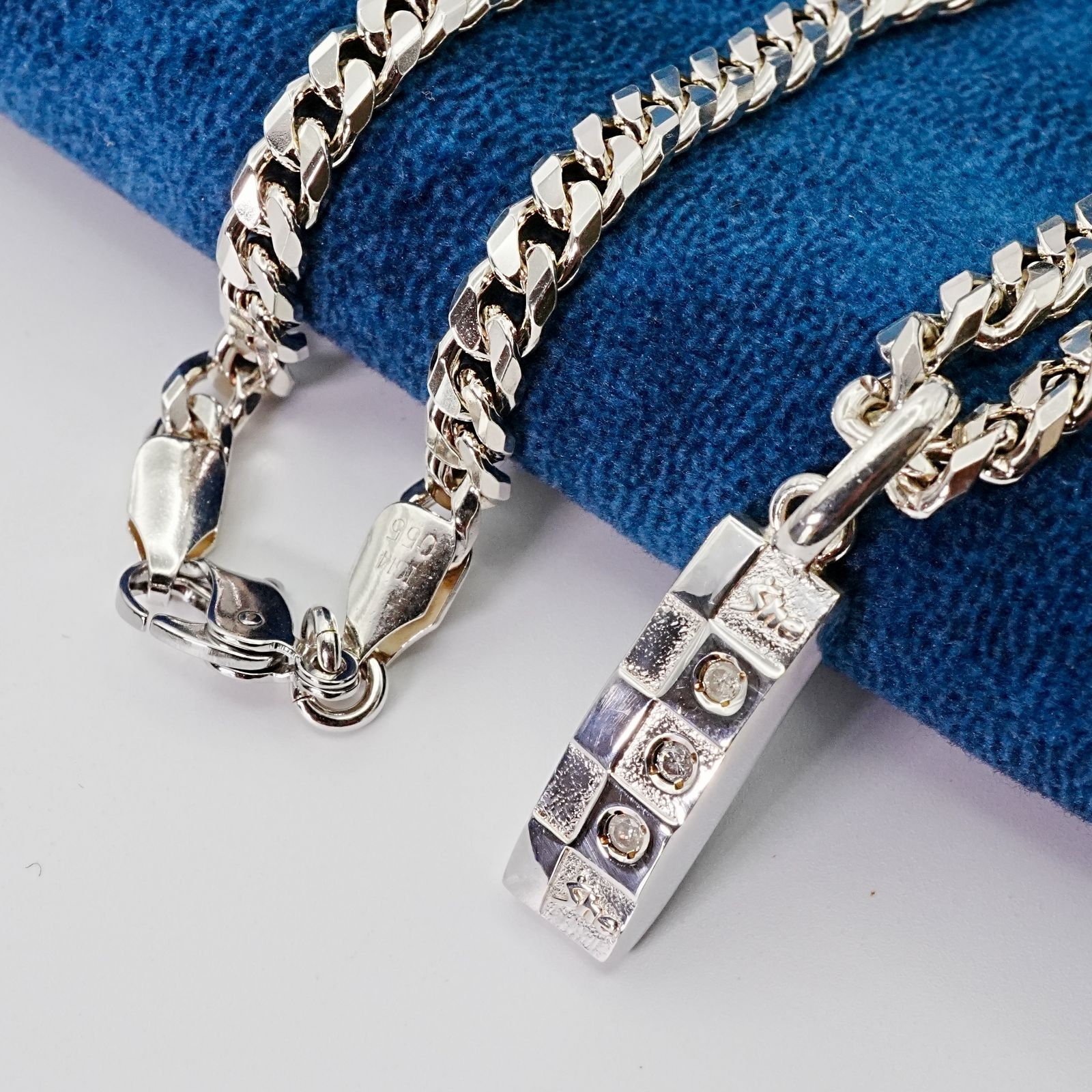 レダシルマ喜平、sheダミエ、シルバー ゲルマニウムチェーンネックレス