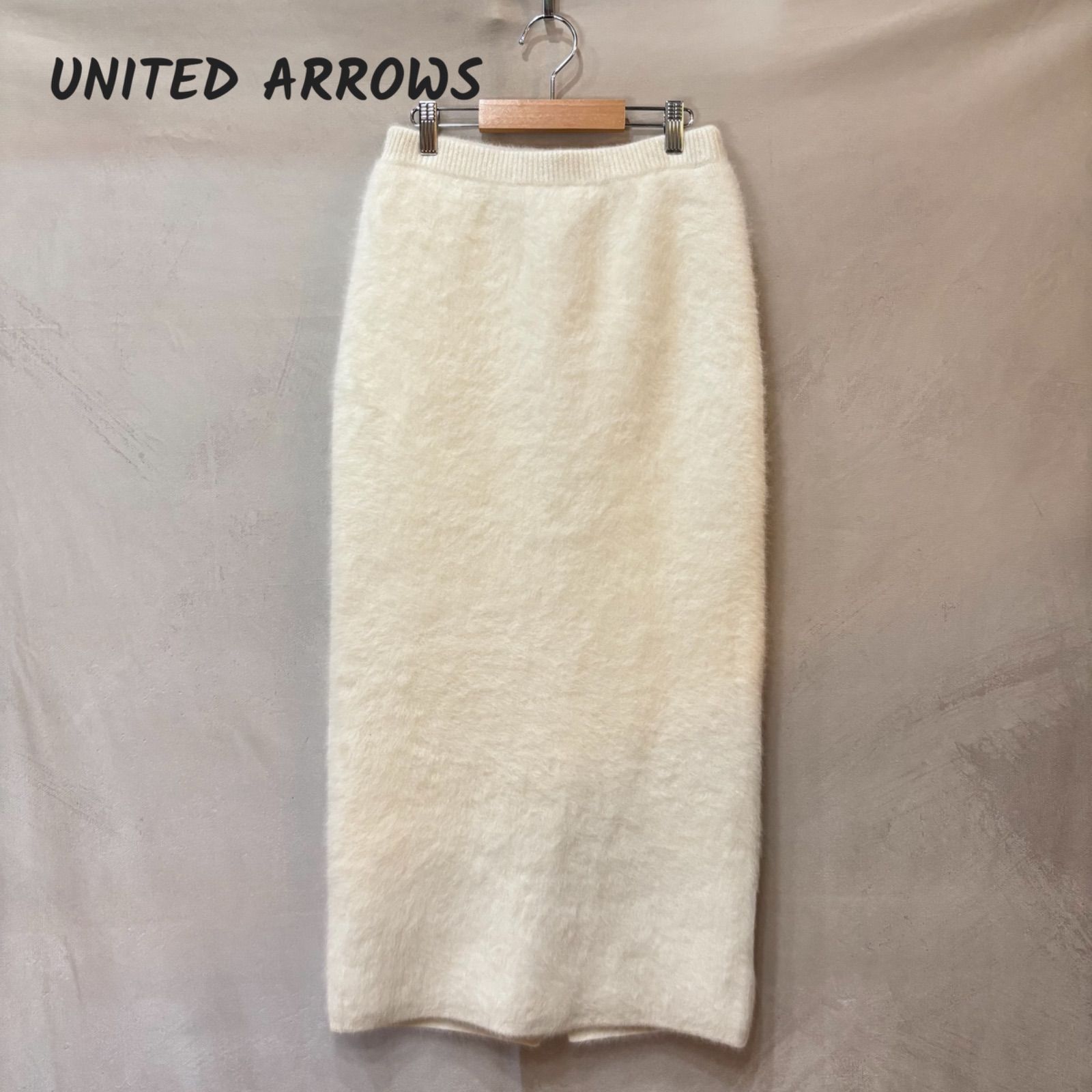 サンプル品 UNITED ARROWS ユナイテッドアローズ フォックス カシミヤ ニットスカート ホワイト