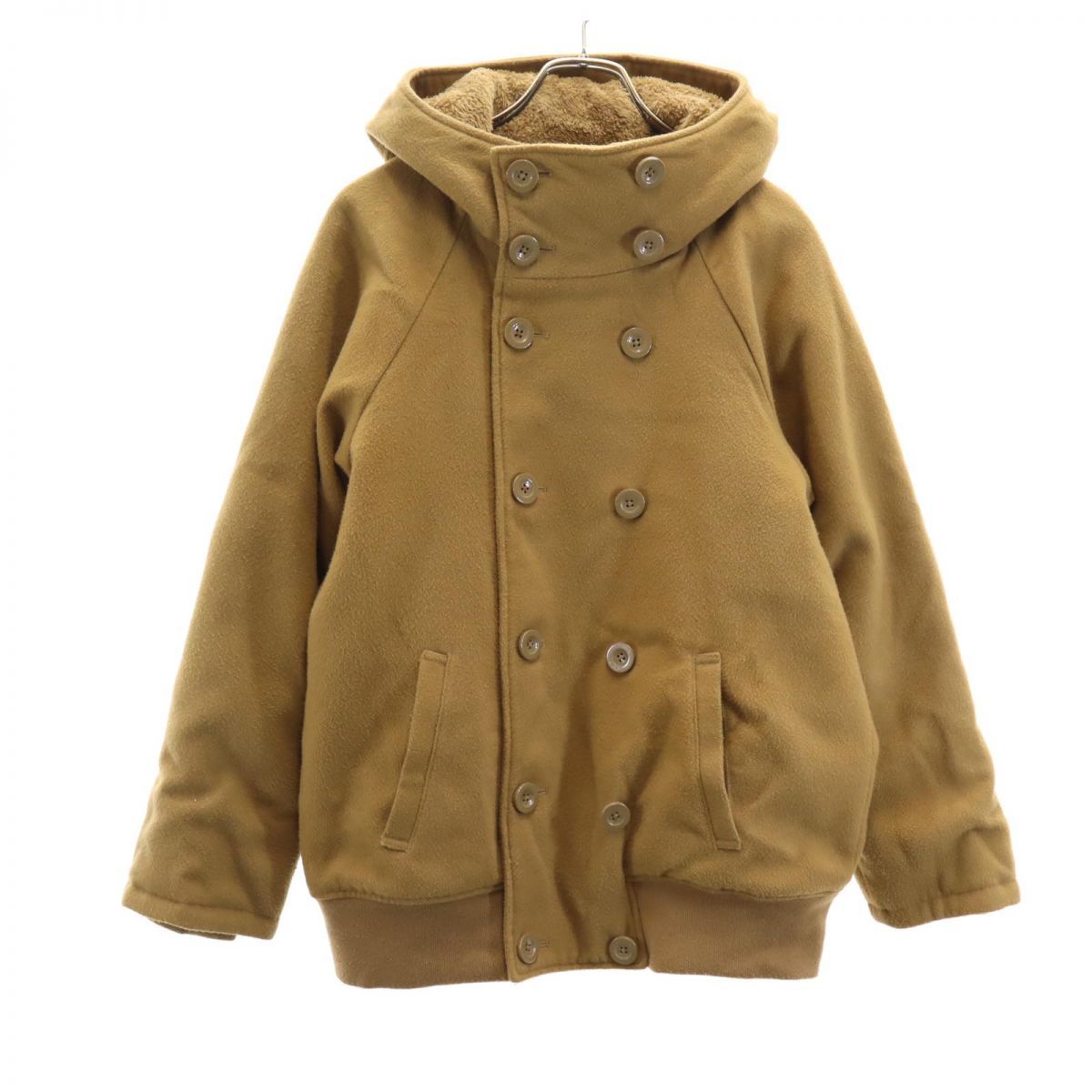 ロデオクラウンズ バック 刺繍 ウールライク 中綿ジャケット M ブラウン系 Rodeo Crowns フード レディース 古着 【240129】