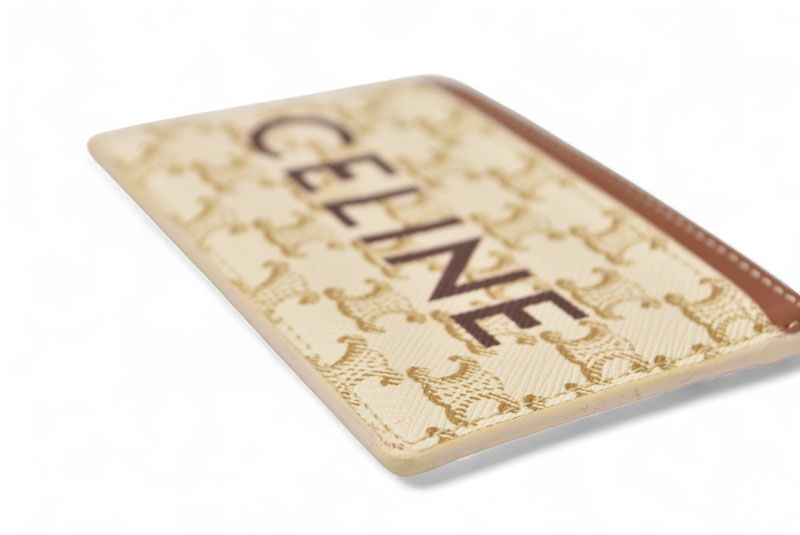  セリーヌ カードケース 名刺入れ CELINE ロゴ トリオンフ TRIOMPHE クリーム ブラウン 名刺入れ 小物