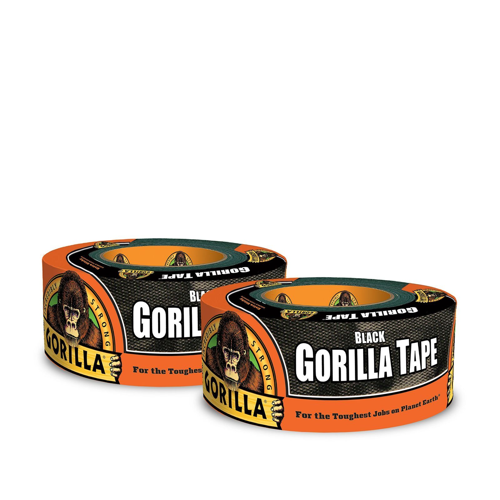 2 Pack Gorilla Tape、ブラック ダクトテープ、1.88インチ x 12ヤード