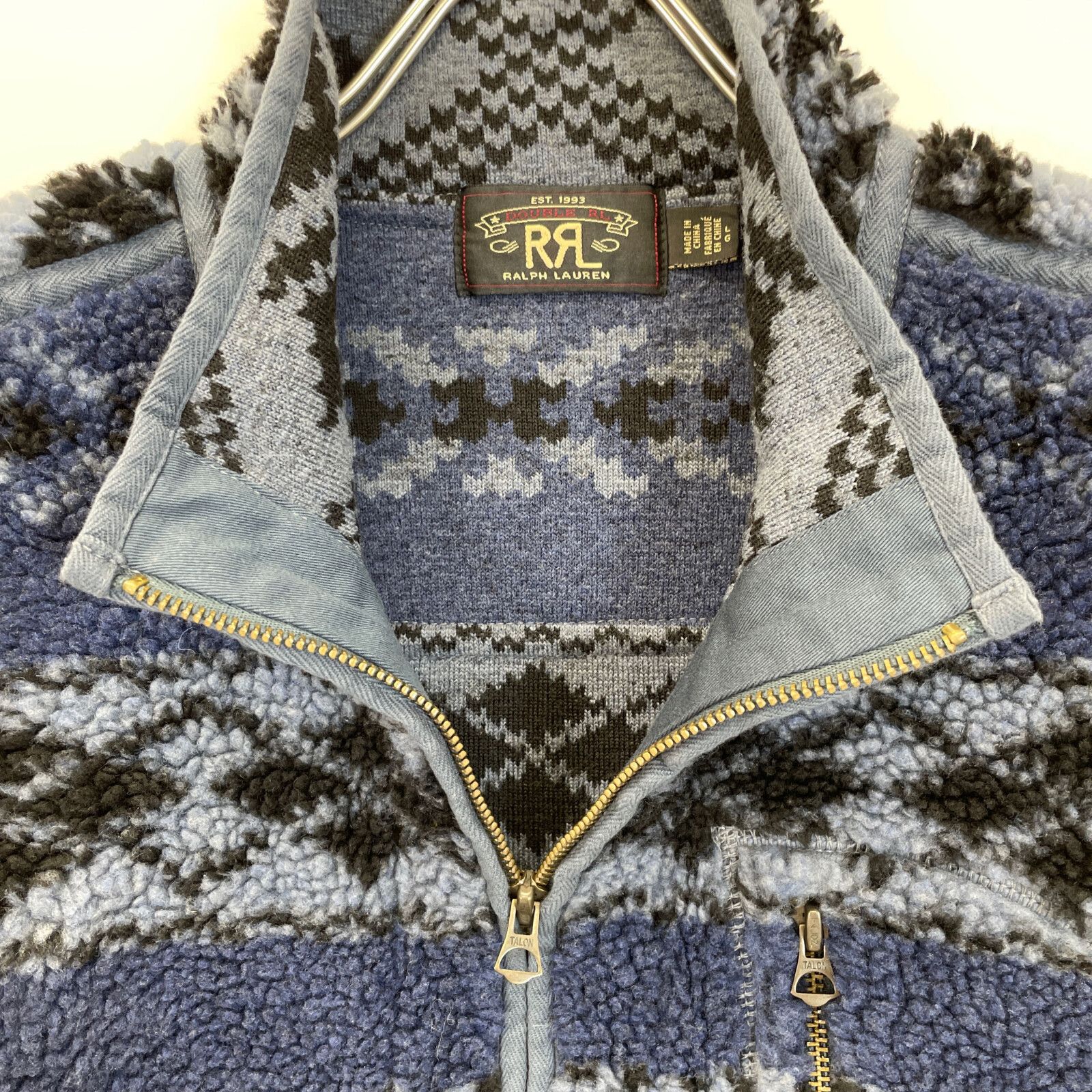 RRL ダブルアールエル 22AW インディゴ フェアアイル ハイパイル 総柄 
