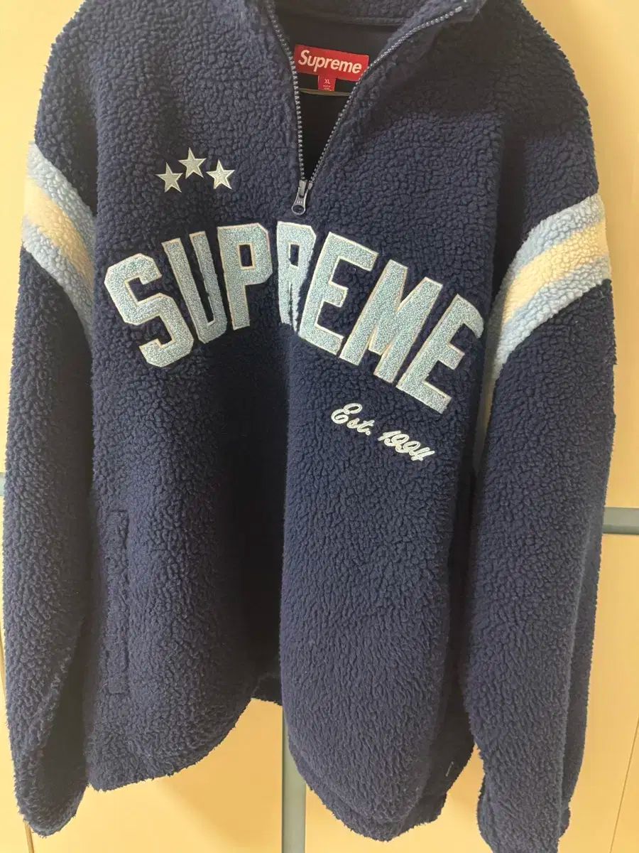 シュプリーム ネイビー シェルパ フリース ハーフジップアップ