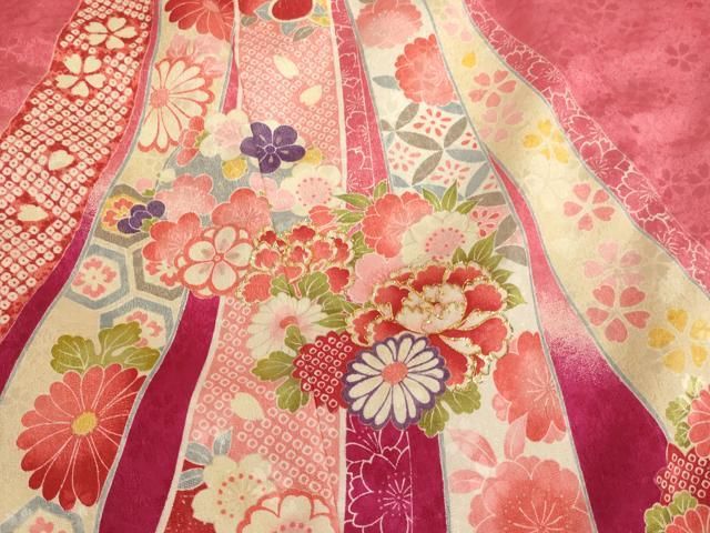 平和屋着物[]七五三 女の子 7歳 祝着 四つ身 長襦袢セット 刺繍 束ね