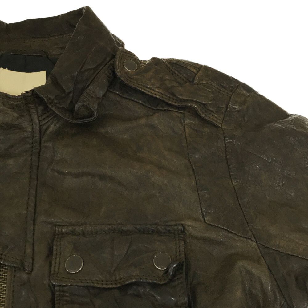 00s DIESEL M-65 ラムレザージャケット ブラウン DIESEL (ディーゼル) M-65 ラムレザージャケット ブラウン - メルカリ