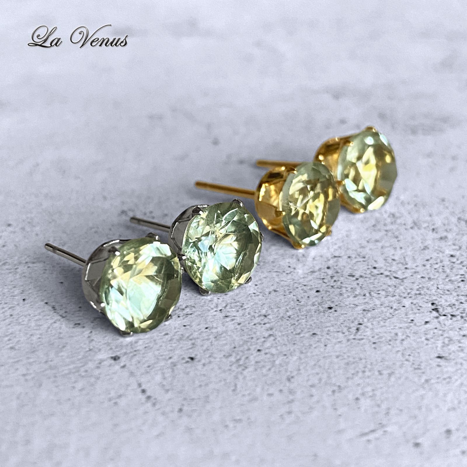✴︎つけっぱなしOK✴︎ 天然 グリーンアメジスト ピアス 大粒 8mm 316