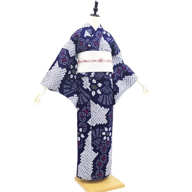おまとめ 未使用 有松絞り 浴衣 水玉 七宝 中古】 夏物 本場有松鳴海絞り 浴衣 リサイクル 有松 ゆかた