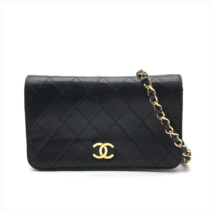 CHANEL シャネル マトラッセ ラムスキン ココマーク プッシュロック ショルダー バッグ ブラック 黒 鞄 ブランド レディース a7766