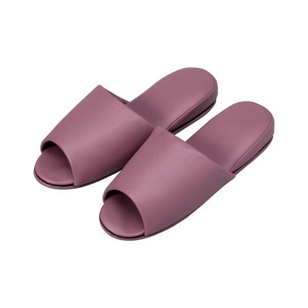  オーミケンシ 抗菌レザー調スリッパ 10足組・前開き 10835511 ライラック 10足