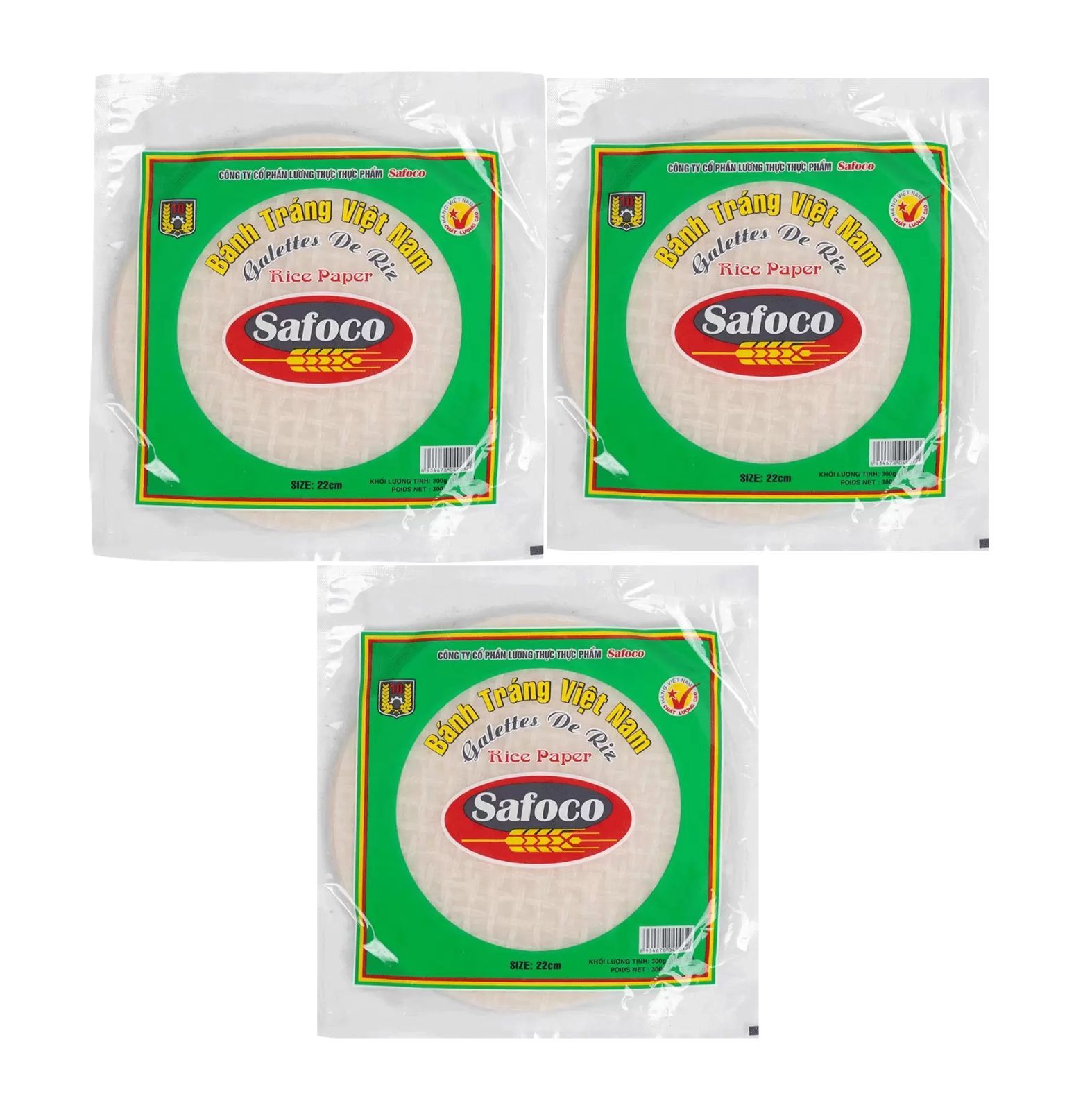 Safoco 生春巻きRice Paper ライスペーパー300g (22 cm) 3袋