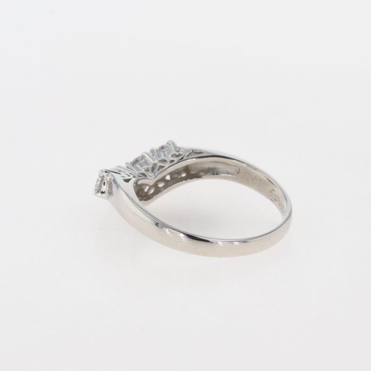 メレダイヤ デザインリング プラチナ 指輪 リング 10.5号 Pt850 ダイヤモンド レディース 【中古】