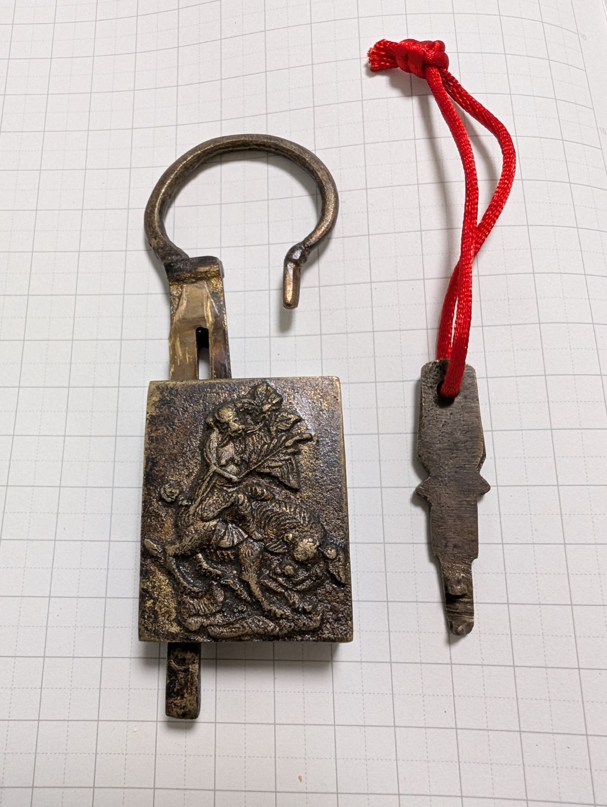 アンティーク錠前　双龍鍵　鍵　工芸品 アンティーク錠前双龍鍵鍵工芸品