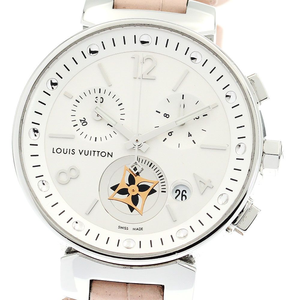 ルイ ヴィトン LOUIS VUITTON Q8G00 タンブール ムーンスター デイト クロノグラフ クォーツ レディース 箱 保証書付き_880797