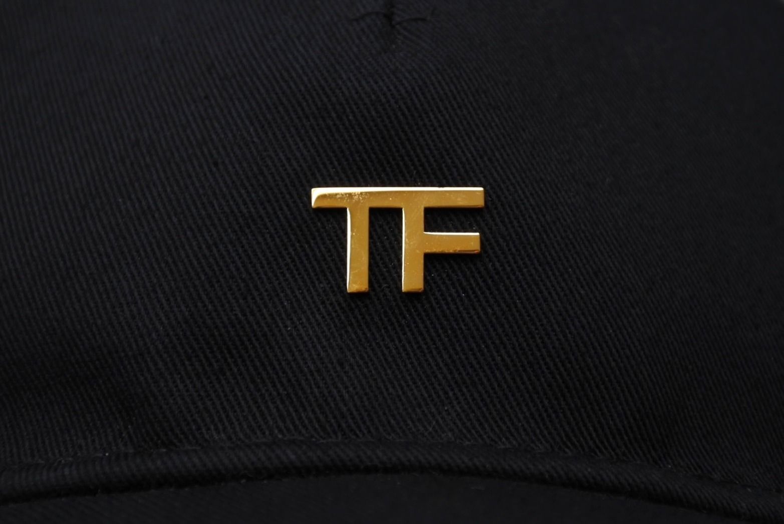 TOM FORD TFゴールドロゴ付きベースボールキャップ黒 TOM FORD - TOM FORD トムフォード COTTON CANVAS TF BASEBALL