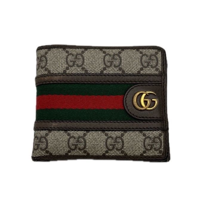 ▽GUCCI グッチ 二つ折り財布 GGスプリーム シェリーライン