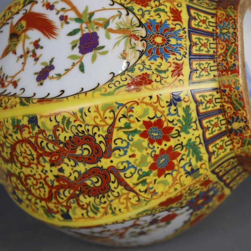 清乾隆蒔金琺瑯彩花鳥八方玉壺春瓶 景徳鎮 陶磁器 装飾品 現代