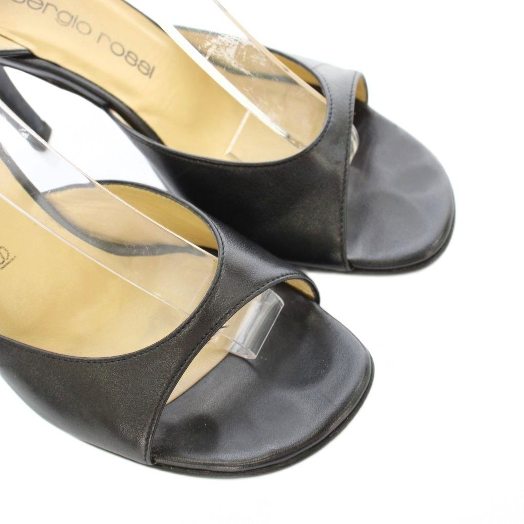 sergio rossi ブラックサンダル 37 セルジオロッシ Sergio rossi サンダル ストラップ レザー 37 黒