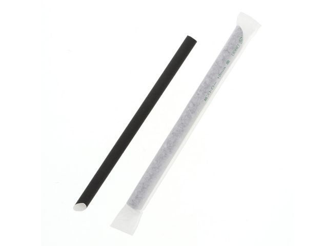 紙ストロー 12mm 斜口 単袋 黒 300本入 1袋