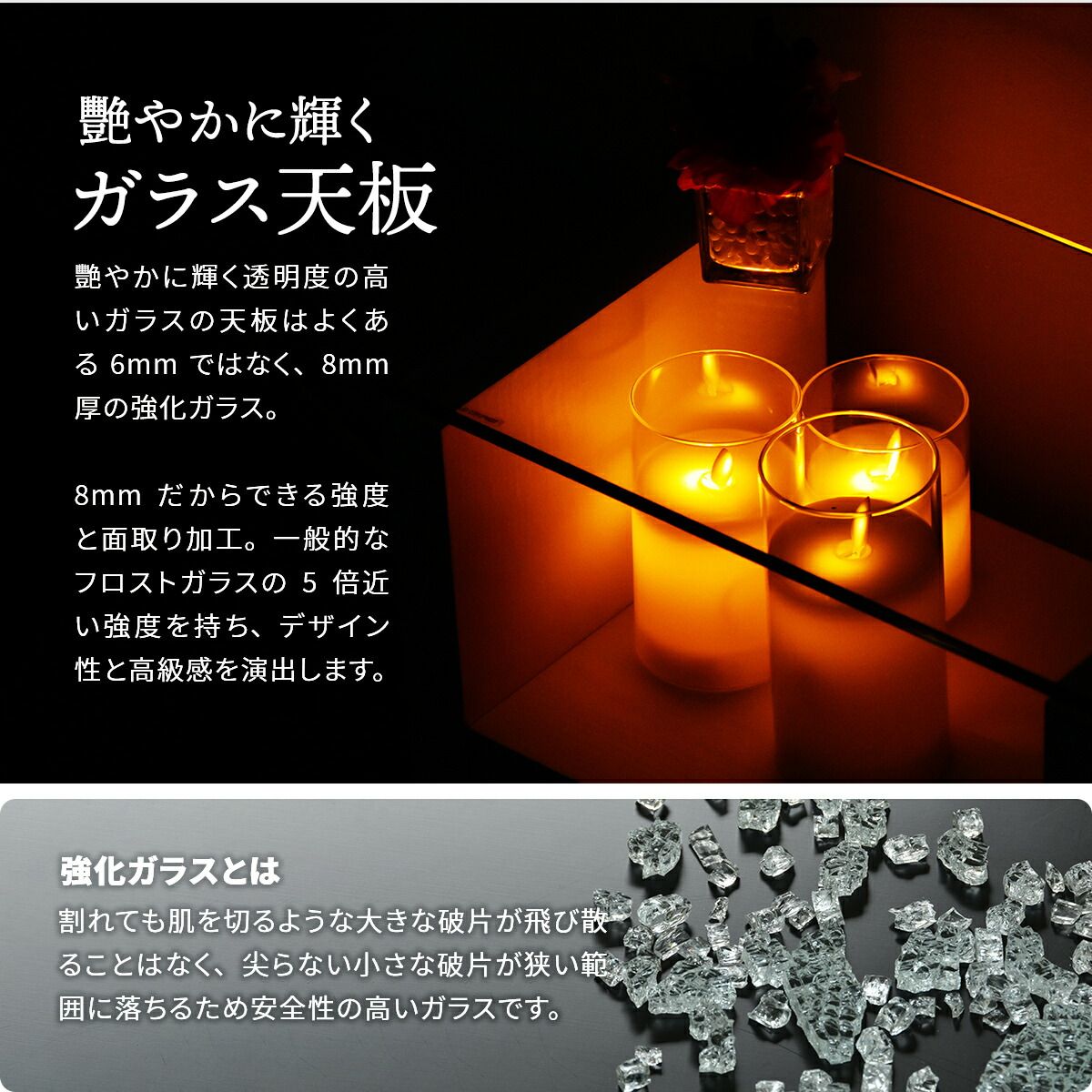 サイドテーブル おしゃれ 北欧 モダン ガラス ROGIC ナイトテーブル 幅 