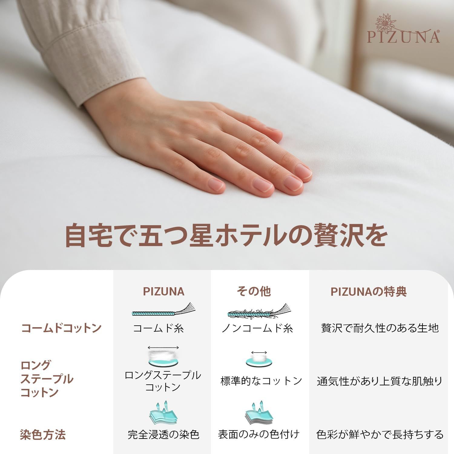 梳毛ロングステープル綿100％サテン織り洗濯機で洗える掛け布団カバーセット -