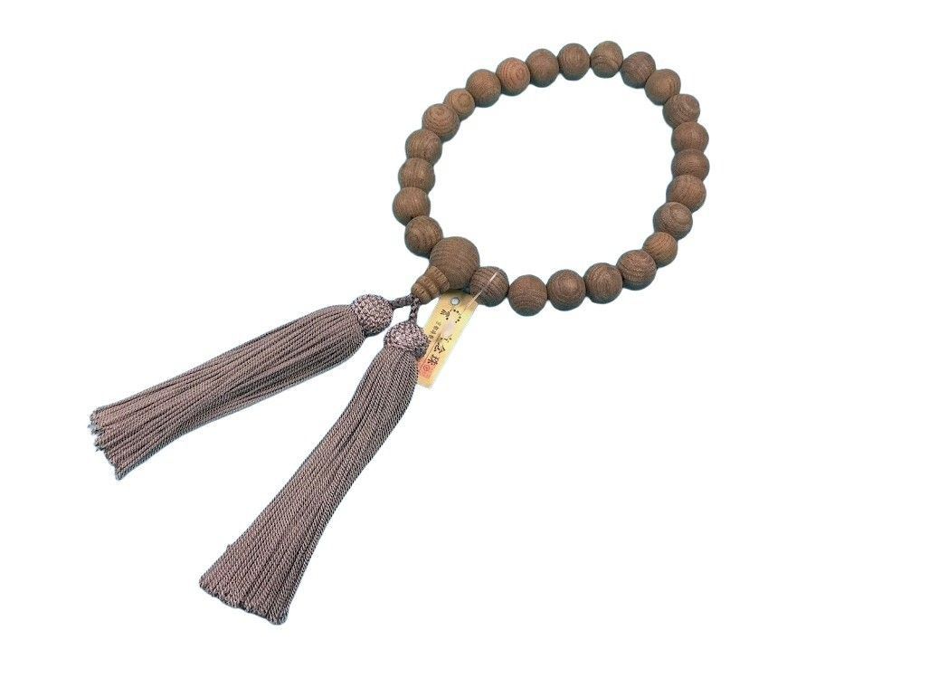 桐 き 数珠 京念珠 22玉 神代欅 正絹房 各宗派共通 京都製 房 グレ