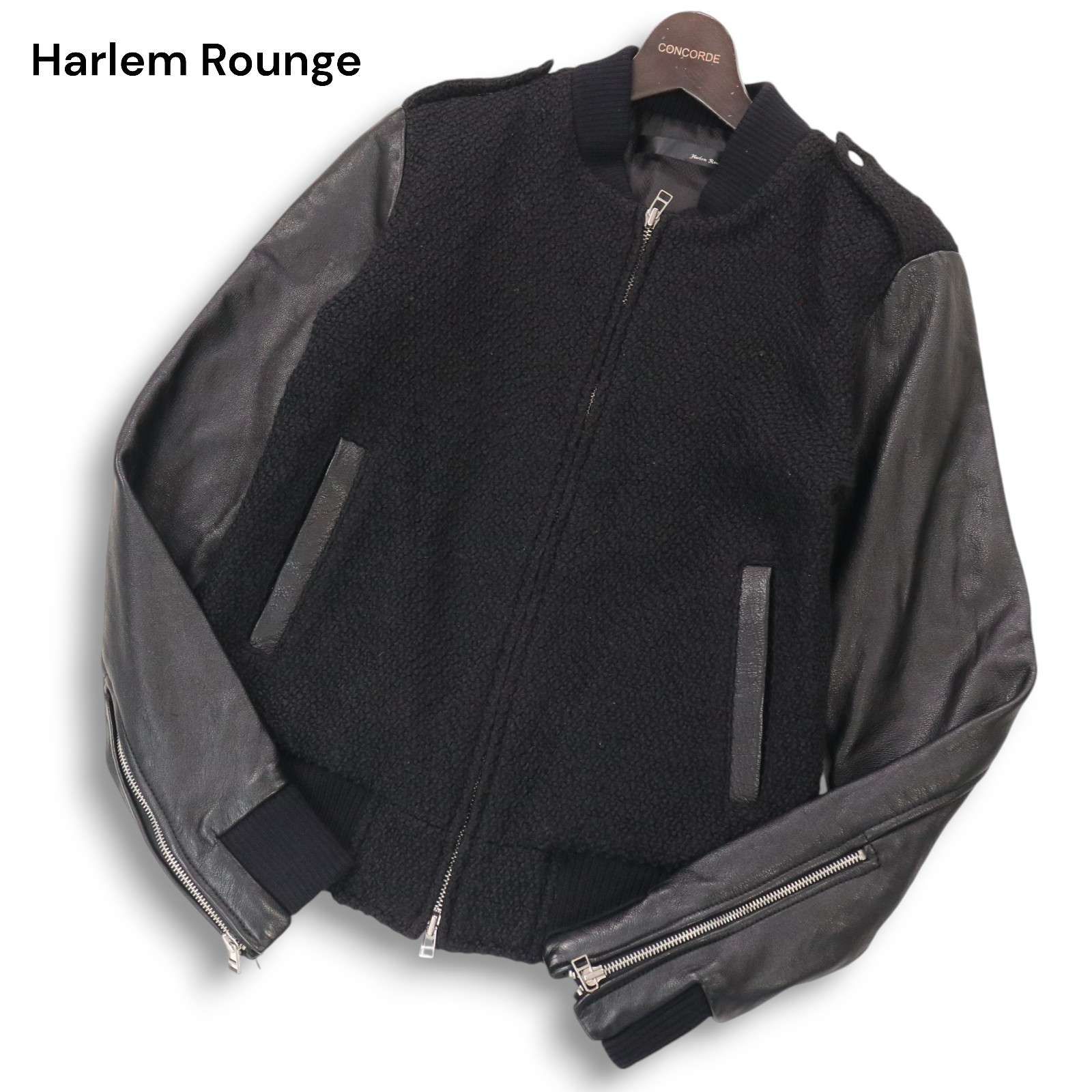 Harlem Rounge ハーレムラウンジ 秋冬 袖革☆ カウ レザー × ウール 