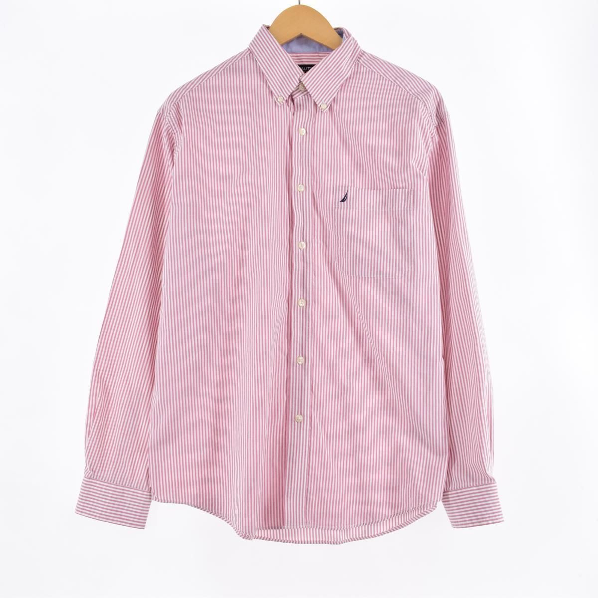 ノーティカ NAUTICA CLASSIC FIT 長袖 ボタンダウンストライプシャツ メンズL /eaa345163