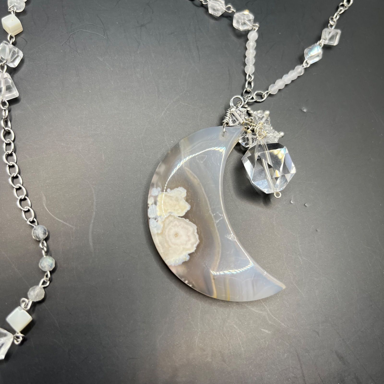 ルチルのマクラメネックレス 瑠璃色】レピドライト＆ルチル