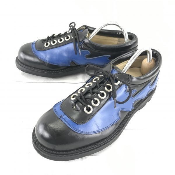 ポーランド製 ジョンフルーボグ カジュアルシューズ 24.5 黒青 縫い付けソール ドレスシューズ ビジネス◆J-31
