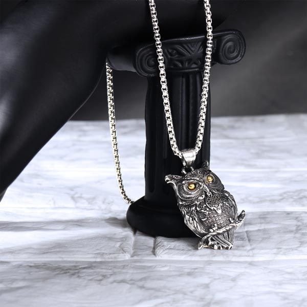 Superfly フクロウ ネックレス フクロウ三日月ネックレス - シルバーペンダント