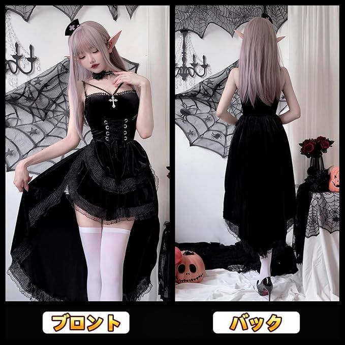 【C8】黒アリス　4点セット　ハートの女王　魔女　小悪魔　黒　ブラック　ゴスロリ C7】黒アリス 4点セット ハートの女王 魔女 小悪魔 赤 レッド