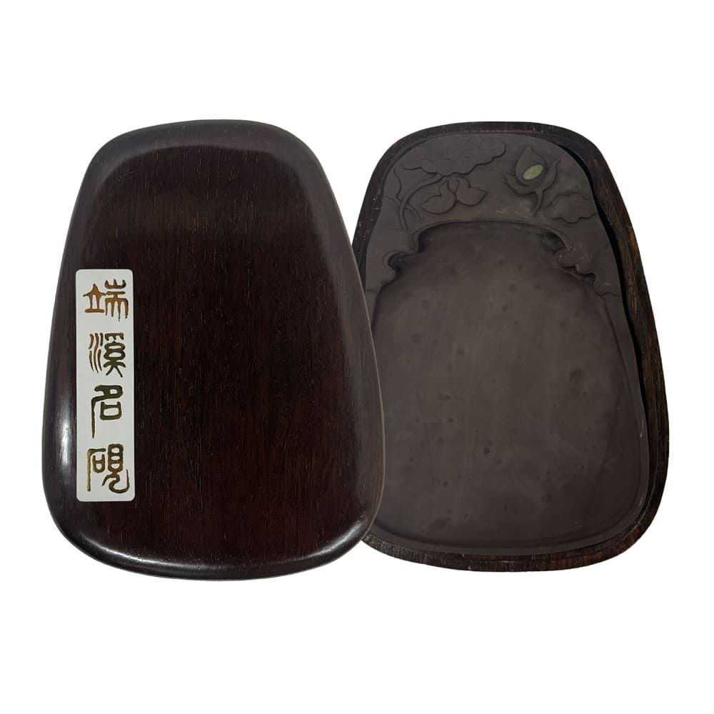 時代物　中国美術　 古硯　紅絲硯　蝙蝠図　 書道具　 硯　乾隆甲子　乾隆年製 華】時代舊藏 清時代 青州 紅絲硯 二重箱 書道具 当時物保証