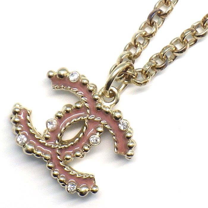 シャネル CHANEL ネックレス ココマーク 2017年 オータムコレクション イミテーションパール 6mm珠 ストラス ラインストーン ピンク レジン GP