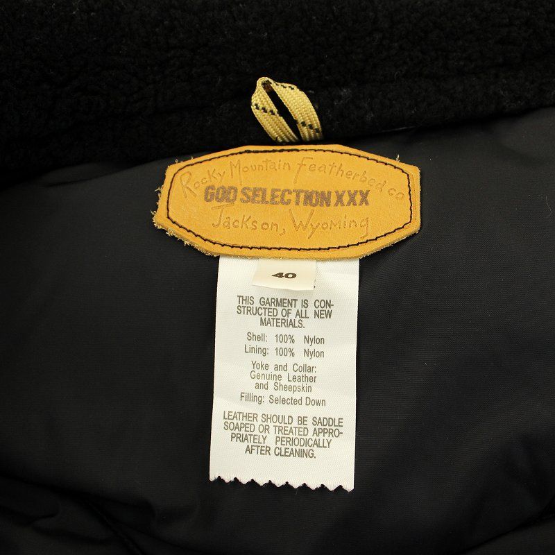 新品未使用　GOD SELECTION XXX ダウンベスト ロッキーマウンテン GOD SELECTION XXX ゴッドセレクション ROCKY MOUNTAIN FEATHER