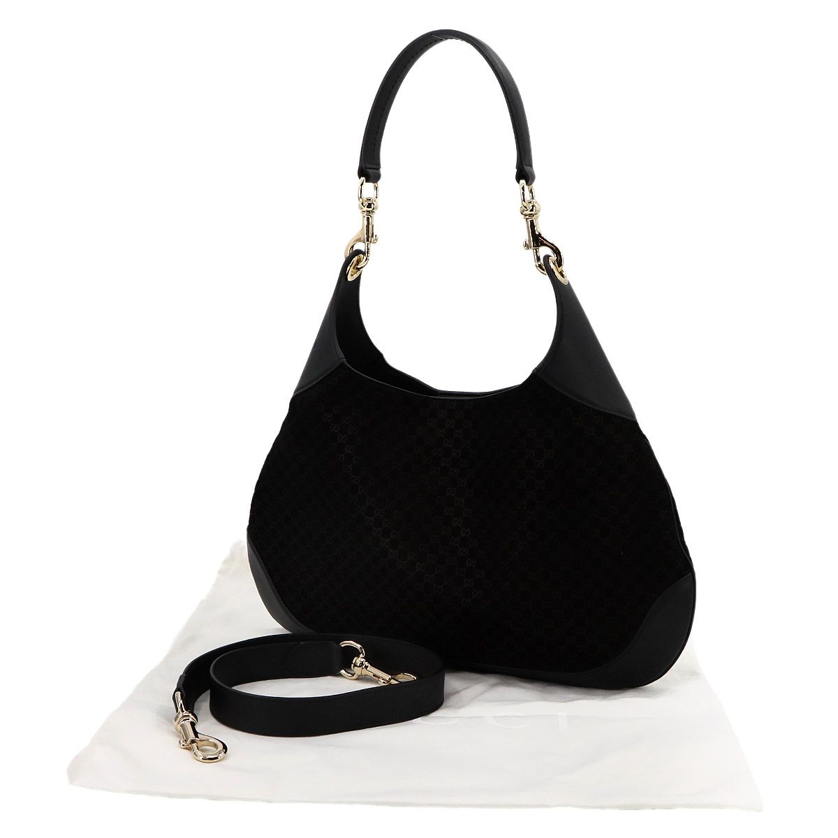 グッチ GUCCI B ショルダー バッグ マイクロGGスエード レザー ブラック ゴールド 金具 834981 90297696 WWW_NOITHATQUANGTHANH_NET