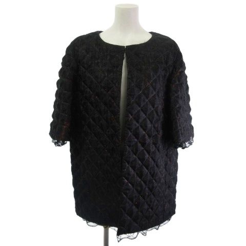 シャネル CHANEL P56852V43056 ジャケット キルティング 半袖 ココマーク 黒 ブラック 42