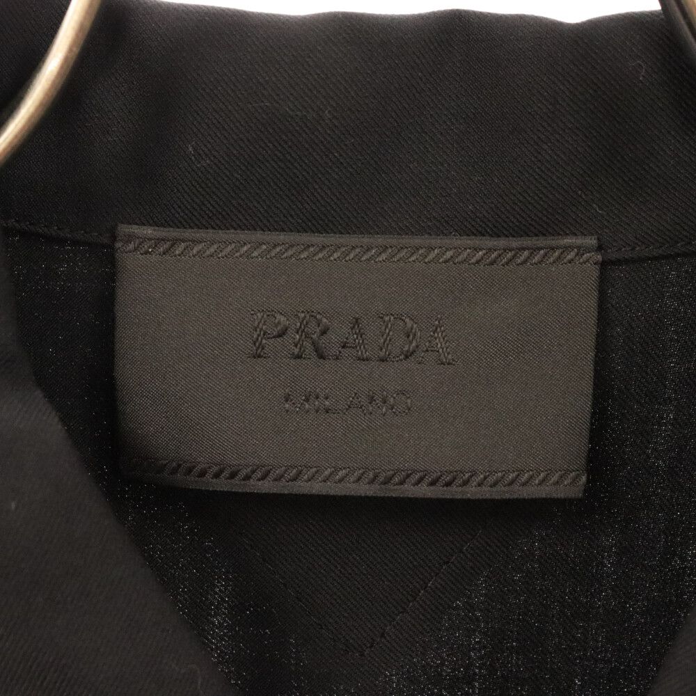 PRADA (プラダ) 三角パッチ ウール ジップアップ 長袖シャツ ブラック SC614 S221
