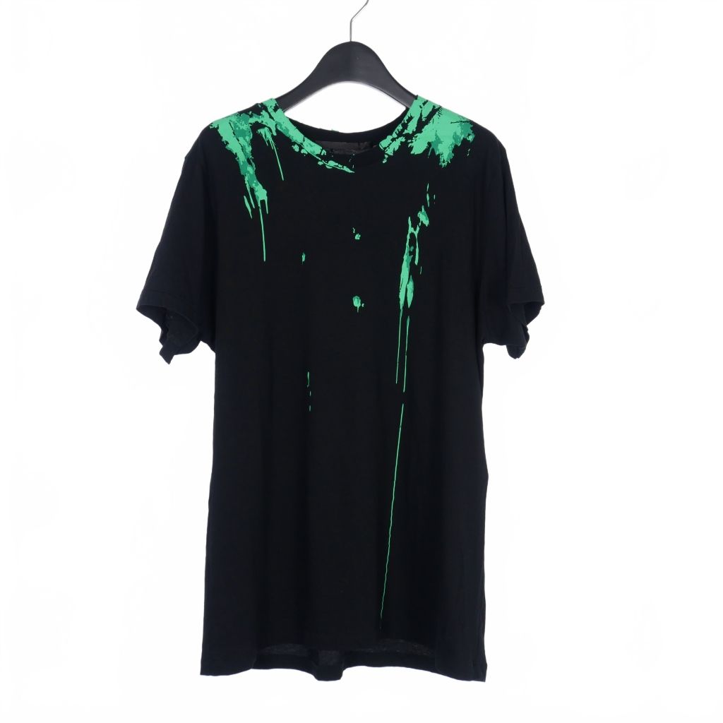 ハイダーアッカーマン ドリップ プリント Tシャツ カットソー 半袖 S 黒 ハイダーアッカーマン Haider Ackermann ドリップ プリント Tシャツ