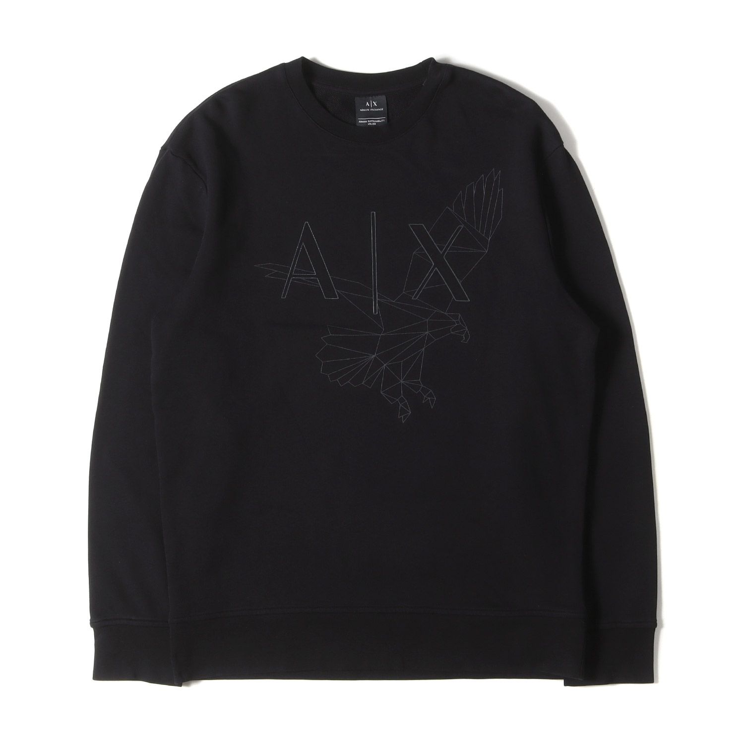 ARMANI EXCHANGE アルマーニエクスチェンジ スウェット サイズ:M 22AW AX ロゴ イーグル グラフィック スウェットシャツ プルオーバー ブラック 黒 イタリア製 トップス トレーナー【メンズ】