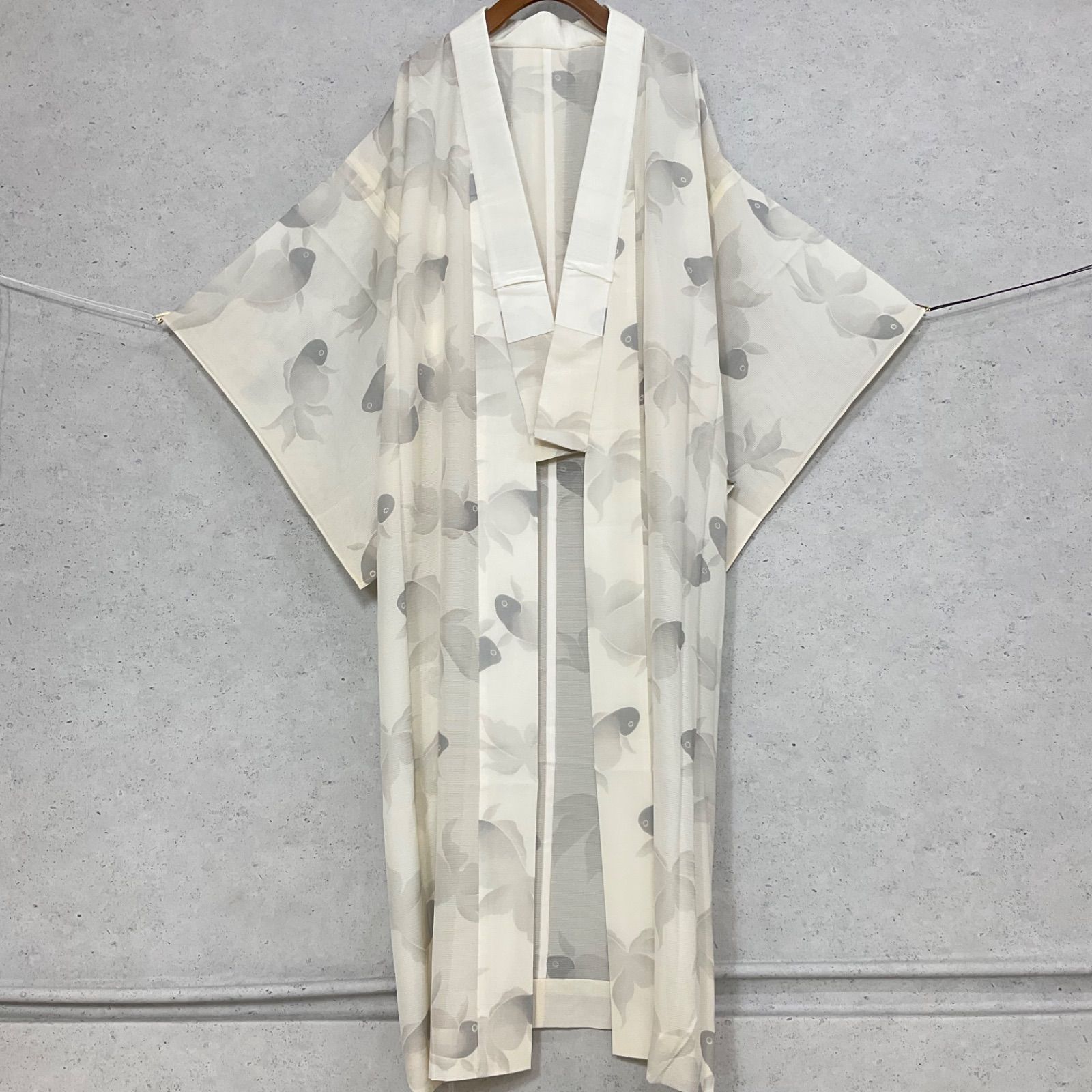 kimono+one◇未使用同然◇夏物単衣◇夏長襦袢◇駒絽織◇金魚◇仕付け糸