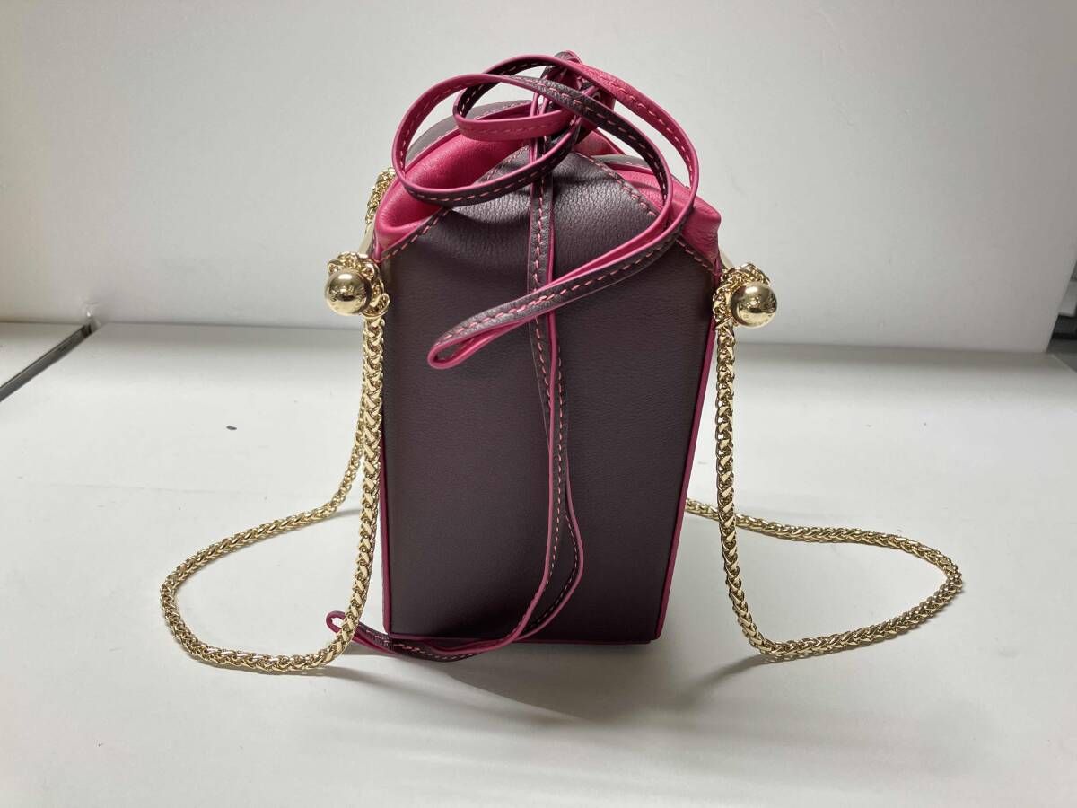 E84◆STRATHBERRY　ピンク　ブラウン　ショルダーバッグ　箱付き　美品 E84◇STRATHBERRY ピンク ブラウン ショルダーバッグ 箱付き 美