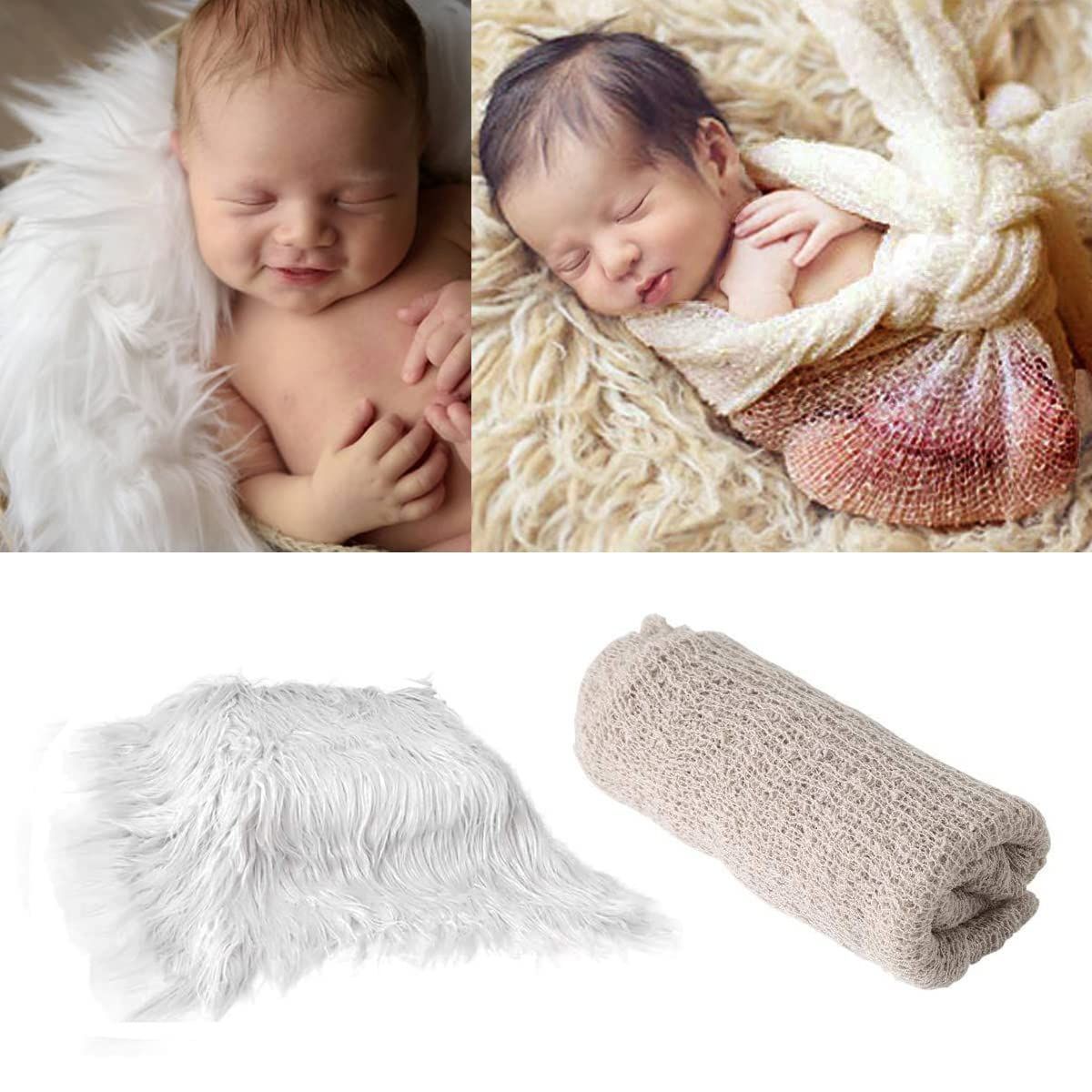【数量限定】出産お祝い 記念写真 可愛い 写真撮影 DIY 伸縮性 寝相アート 写真マット ふわふわ 新生児 2点セット ソフト ラップ】 【ブランケット 肌に優しい 衣装 ニューボーンフォト 男女