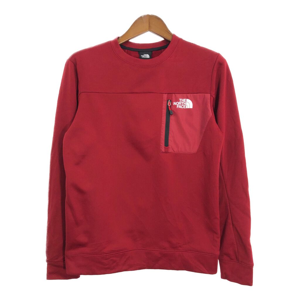 THE NORTH FACE ノースフェイス ポケット スウェット アウトドア ワンポイントロゴ レッド (メンズ M) 中古 古着 R9804