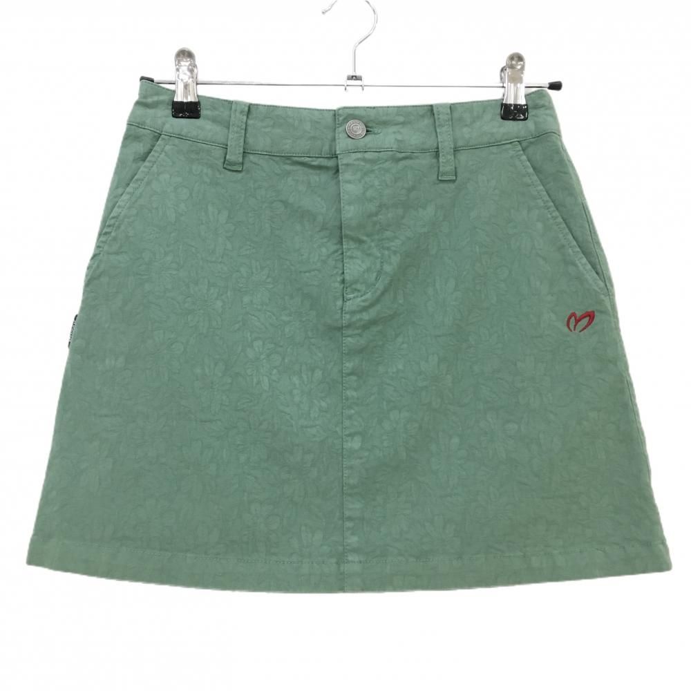 美品　マスターバニー　グリーンスカート 美品】マスターバニー スカート グリーン 花柄織生地 レディース